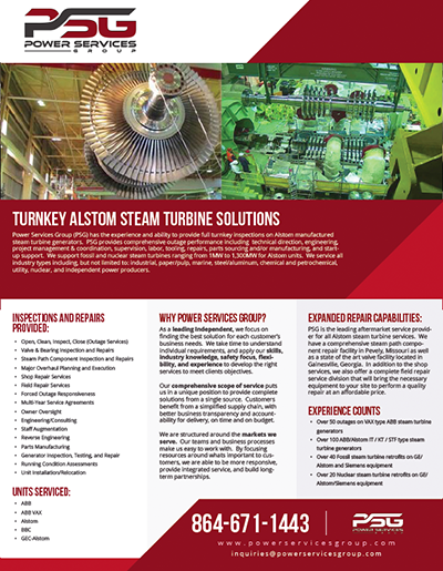 PSG Alstom Steam Turbine Maintenance Brochure PSG Alstom Steam Turbine Maintenance Brochure